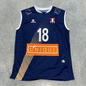 Walon Peru National Volleyball Team Blue #18 Jersey Size Large Movistar Unique